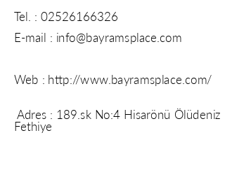 Bayram's Place Apart iletiim bilgileri