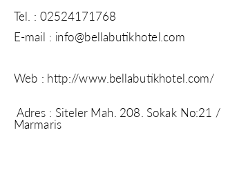 Bella Butik Hotel iletiim bilgileri