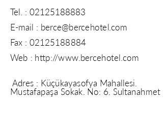 Berce Hotel iletiim bilgileri