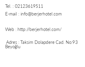 Berjer Boutique Hotel & Spa iletiim bilgileri