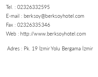 Berksoy Hotel iletiim bilgileri