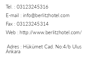 Berlitz Hotel iletiim bilgileri