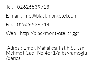 Blackmont Hotel iletiim bilgileri