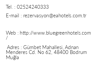 Blue Green Hotel iletiim bilgileri