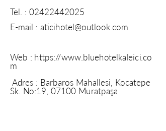 Blue Hotel Kaleii iletiim bilgileri
