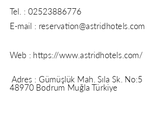 Bodrum Astrid Hotel iletiim bilgileri