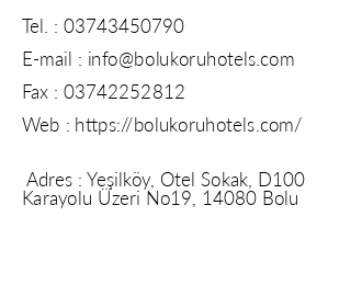 Bolu Koru Hotels Spa & Convention iletiim bilgileri