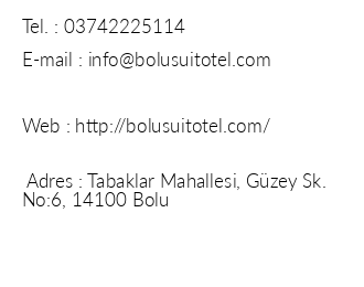Bolu Suit Otel iletiim bilgileri