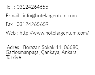 Argentum Hotel iletiim bilgileri