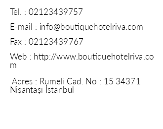 Boutique Hotel Riva iletiim bilgileri