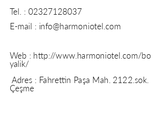 Boyalk Harmoni Otel iletiim bilgileri