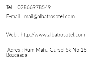 Bozcaada Albatros Otel iletiim bilgileri