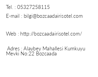 Bozcaada ris Otel iletiim bilgileri