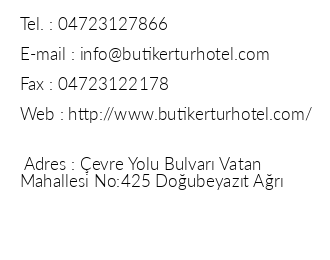 Butik Ertur Hotel iletiim bilgileri