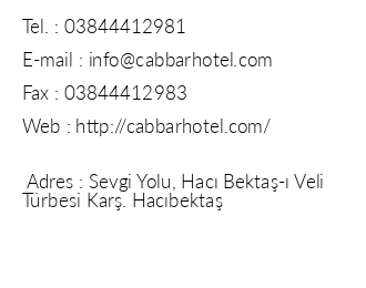 Cabbar Hotel iletiim bilgileri