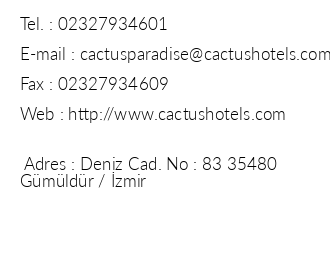 Club Cactus Paradise iletiim bilgileri