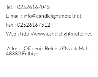 Candle Light Motel & Apart iletiim bilgileri