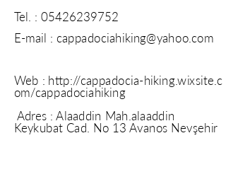 Cappadocia Hiking Center & Hotel iletiim bilgileri