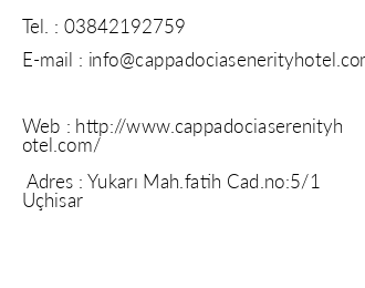 Cappadocia Serenity Hotel iletiim bilgileri