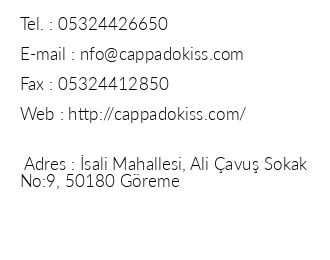 Cappadokiss Cave House iletiim bilgileri