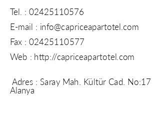 Caprice Apart Hotel iletiim bilgileri