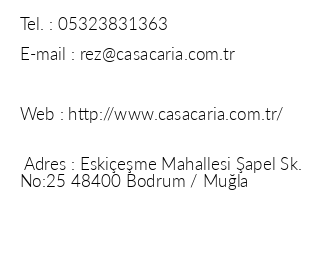 Casa Caria Hotel iletiim bilgileri