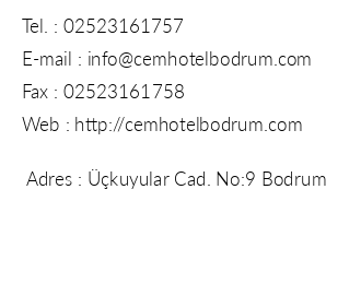Cem Bodrum Hotel iletiim bilgileri