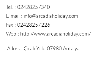 ral Arcadia Hotel iletiim bilgileri
