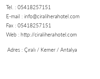 ral Hera Hotel iletiim bilgileri