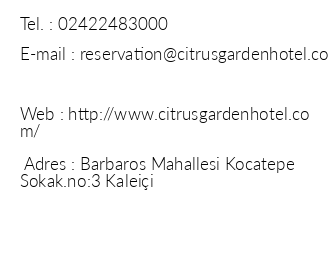 Citrus Garden Hotel iletiim bilgileri