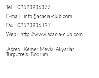 Club Hotel Acacia iletiim bilgileri