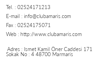 Club Amaris iletiim bilgileri