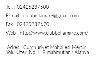Club Bella Mare iletiim bilgileri