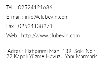 Club Evin iletiim bilgileri