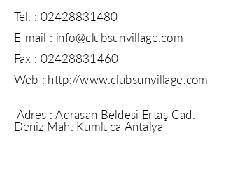 Club Sun Village iletiim bilgileri