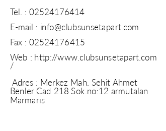 Club Sunset Apart Hotel iletiim bilgileri