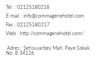 Commagene Hotel iletiim bilgileri