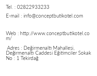 Concept House Butik Otel iletiim bilgileri