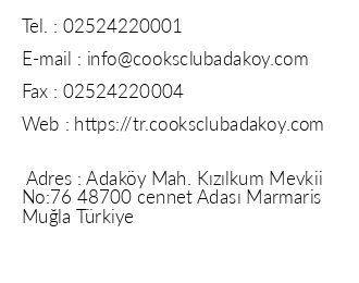 Cook's Club Adaky Marmaris iletiim bilgileri