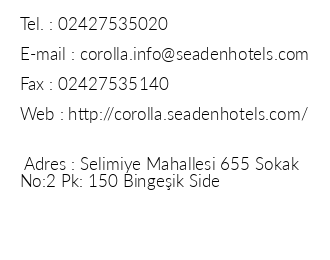 Corolla Hotel iletiim bilgileri