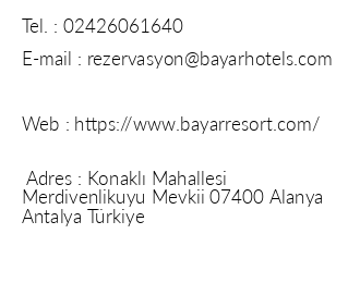 Bayar Family Resort Hotel & Spa iletiim bilgileri