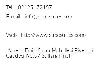 Cube Suites iletiim bilgileri