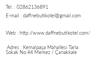 Daffne Butik Otel iletiim bilgileri