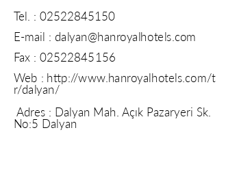 Dalyan Han Royal Hotels iletiim bilgileri