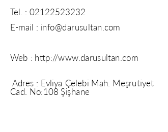 Daru Sultan Hotel iletiim bilgileri