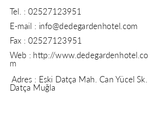 Dede Garden Hotel iletiim bilgileri