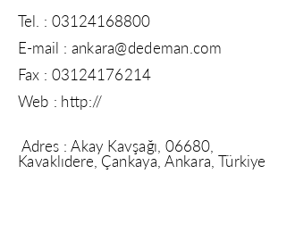 Dedeman Ankara Hotel iletiim bilgileri