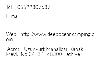 Deep Ocean Camping Kabak iletiim bilgileri