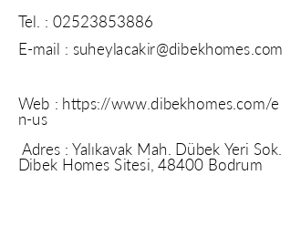 Dibek Homes Villa & Hotel iletiim bilgileri