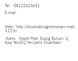 Diyarbakr Bykehir retmen Evi iletiim bilgileri